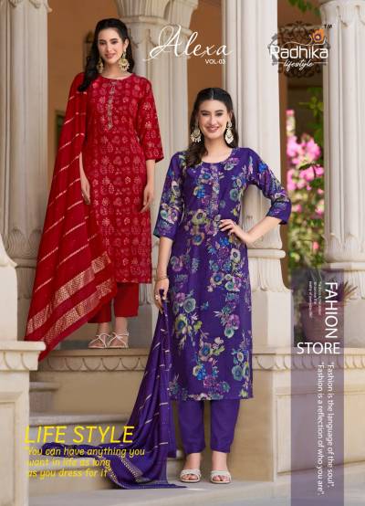 ALEXA VOL 3 BY RADHIKA LIFESTYLE DEIGNER SILK KURTIS WHOLESALER IN INDIA